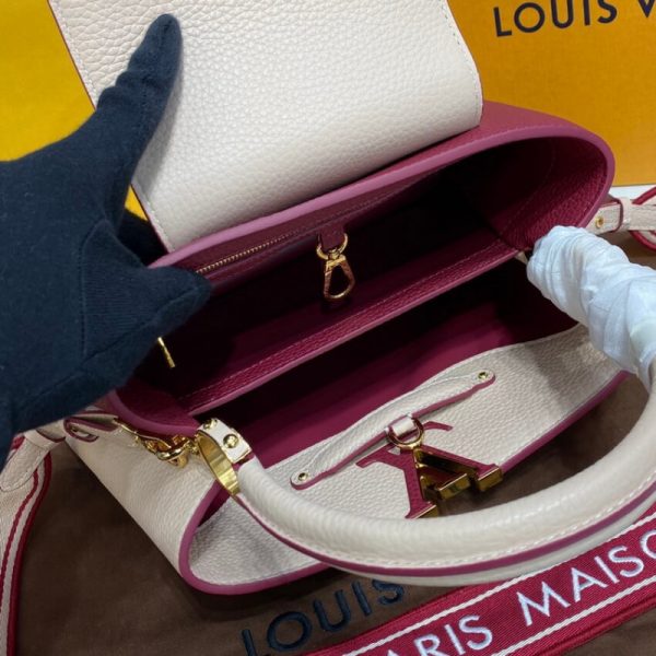 Replica LV Capucines MM Eggshell & Lie De Vin Red Bag - Image 13