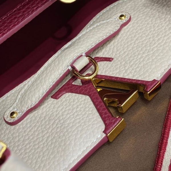 Replica LV Capucines MM Eggshell & Lie De Vin Red Bag - Image 17