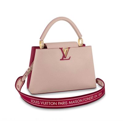 Replica LV Capucines MM Eggshell & Lie De Vin Red Bag