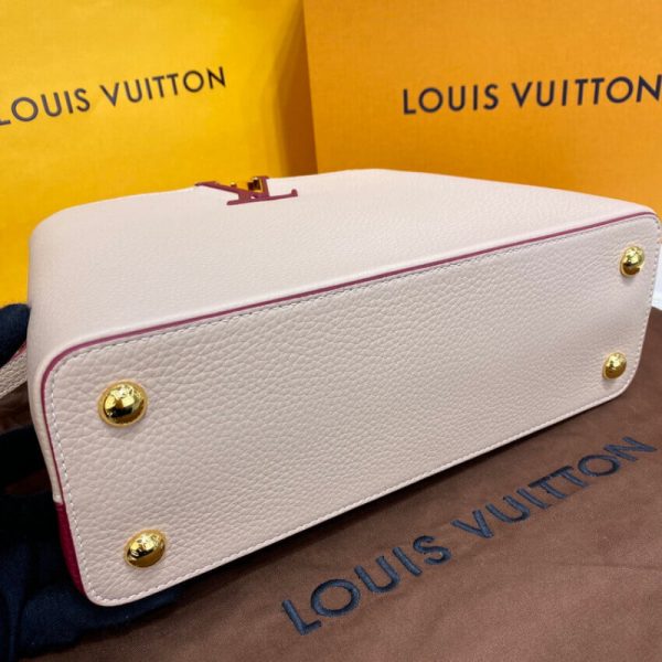 Replica LV Capucines MM Eggshell & Lie De Vin Red Bag - Image 6