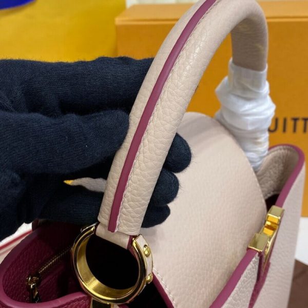 Replica LV Capucines MM Eggshell & Lie De Vin Red Bag - Image 7