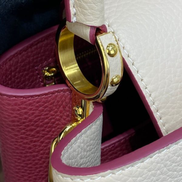 Replica LV Capucines MM Eggshell & Lie De Vin Red Bag - Image 8