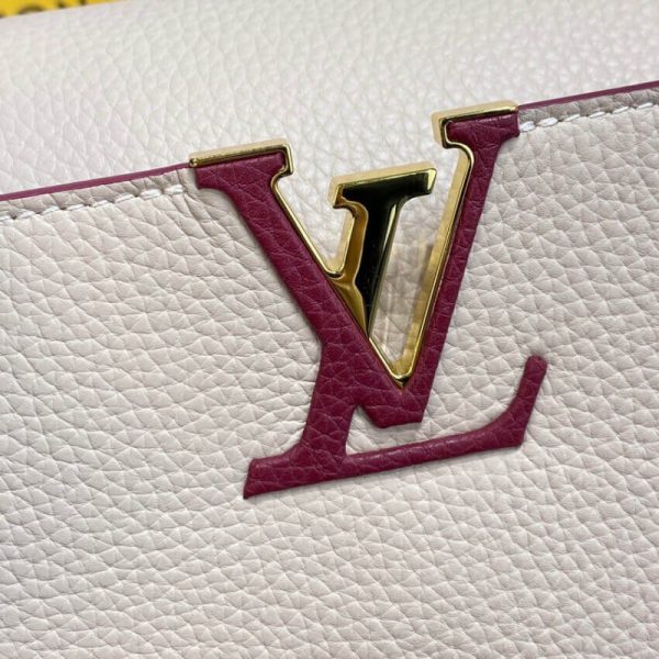 Replica LV Capucines MM Eggshell & Lie De Vin Red Bag - Image 9