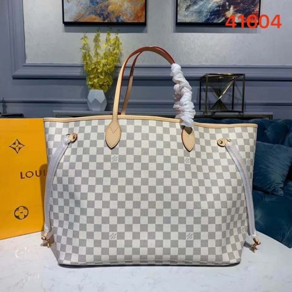 Replica Louis Vuitton Damier Azur Neverfull GM Pink Tote - Image 2