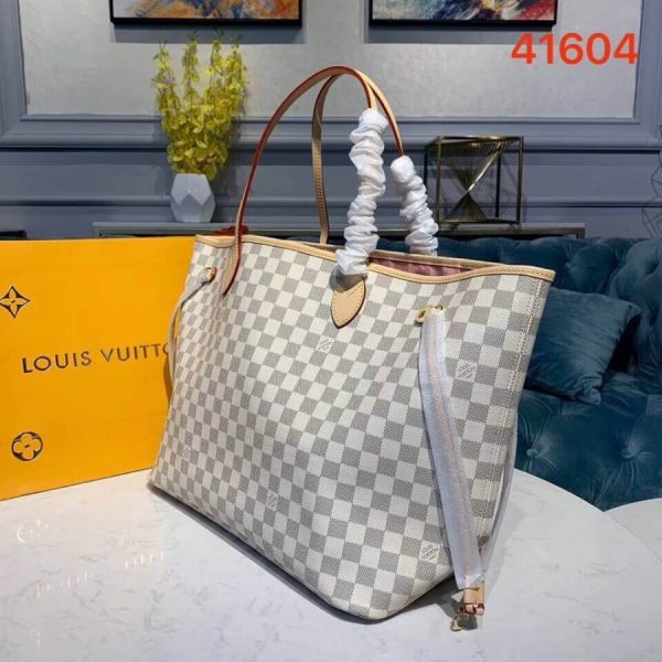 Replica Louis Vuitton Damier Azur Neverfull GM Pink Tote - Image 3