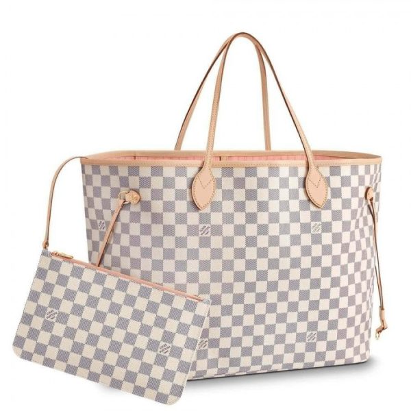 Replica Louis Vuitton Damier Azur Neverfull GM Pink Tote