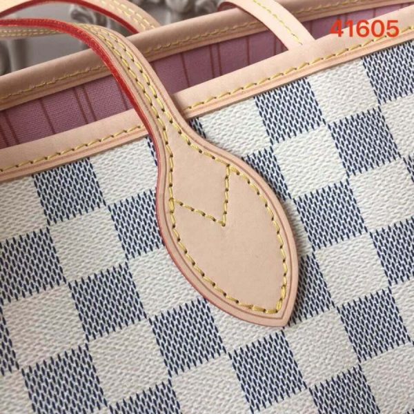 Replica LV Damier Azur Neverfull MM Pink N41605 Bag - Image 6