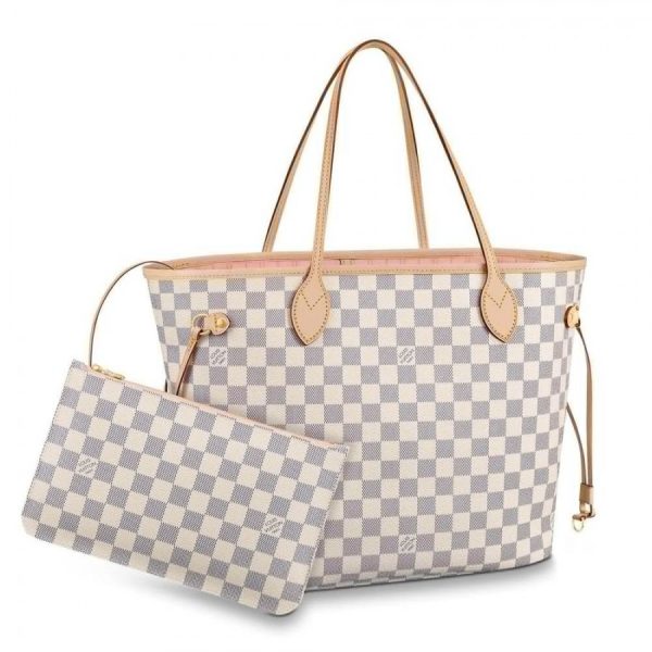 Replica LV Damier Azur Neverfull MM Pink N41605 Bag