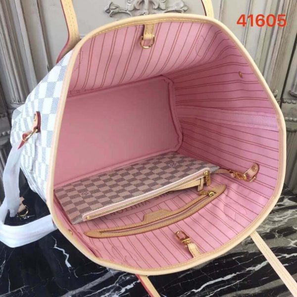 Replica LV Damier Azur Neverfull MM Pink N41605 Bag - Image 9