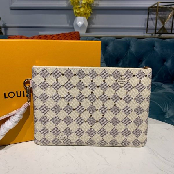 Louis Vuitton Damier Azur Canvas Zipped Pochette Replica - Image 4