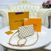 Best Replicas Bags - Louis Vuitton Damier Azur Double Zip Pochette Replica N60460 Shop For Best Louis Vuitton LV Replica Bags With Cheap Price
