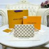 Best Replicas Bags - Louis Vuitton Damier Azur Double Zip Pochette Replica N60460 Shop For Best Louis Vuitton LV Replica Bags With Cheap Price