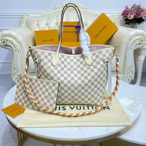LV Damier Azur Neverfull MM N45295 Pink Replica Handbag - Image 3