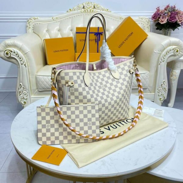 LV Damier Azur Neverfull MM N45295 Pink Replica Handbag - Image 4
