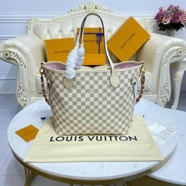 LV Damier Azur Neverfull MM N45295 Pink Replica Handbag - Image 5