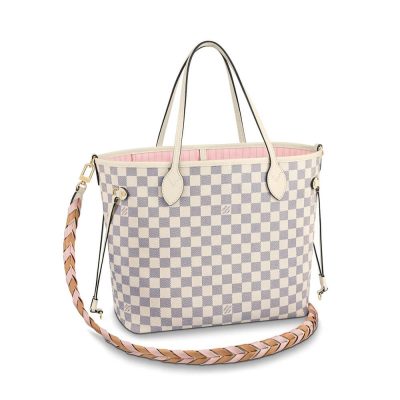 LV Damier Azur Neverfull MM N45295 Pink Replica Handbag