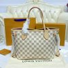Best Replicas Bags - Louis Vuitton Damier Azur Neverfull PM Pink Replica Shop For Best Louis Vuitton LV Replica Bags With Cheap Price