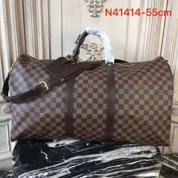 Louis Vuitton Damier Ebene Keepall Bandouliere 55 Replica Bag - Image 2