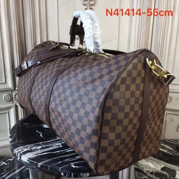 Louis Vuitton Damier Ebene Keepall Bandouliere 55 Replica Bag - Image 3