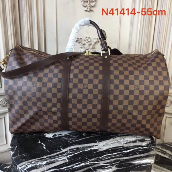 Louis Vuitton Damier Ebene Keepall Bandouliere 55 Replica Bag - Image 4