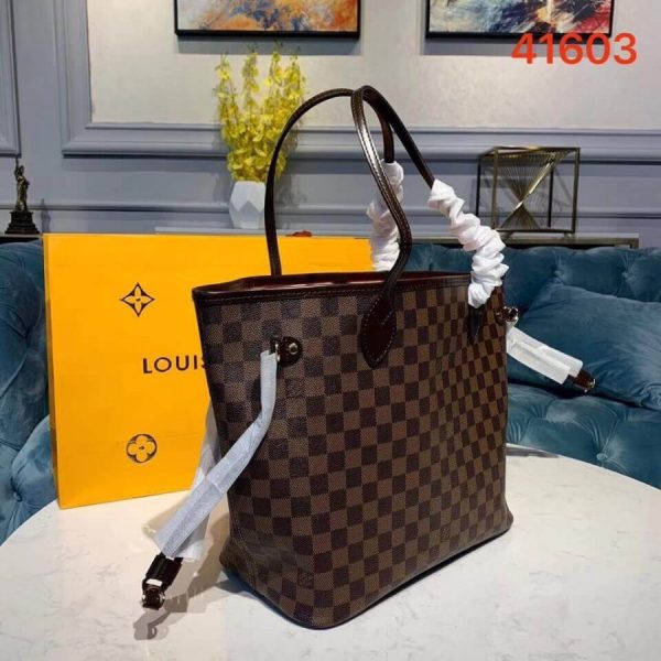 Replica LV Damier Ebene Neverfull MM N41603 Pink Tote Bag - Image 3