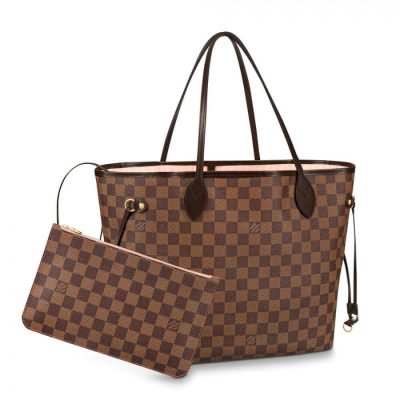 Replica LV Damier Ebene Neverfull MM N41603 Pink Tote Bag