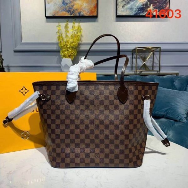 Replica LV Damier Ebene Neverfull MM N41603 Pink Tote Bag - Image 7