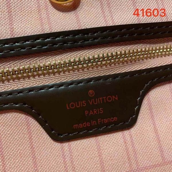 Replica LV Damier Ebene Neverfull MM N41603 Pink Tote Bag - Image 8