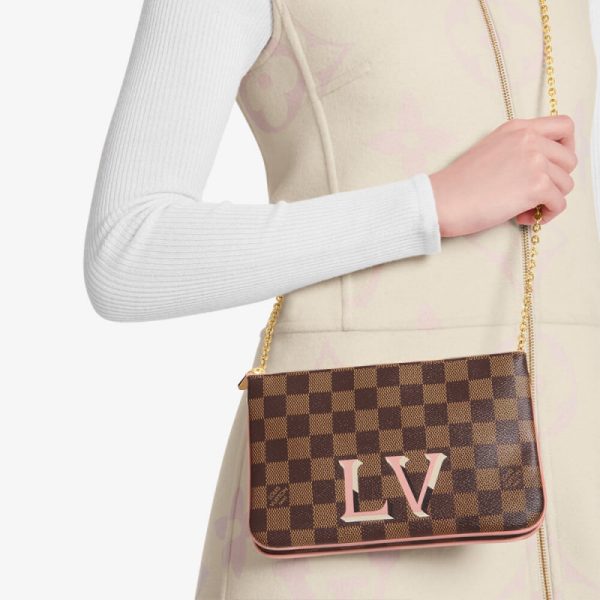 LV Damier Ebene Double Zip Pochette Replica N60254 - Image 3