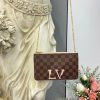 Best Replicas Bags - LV Damier Ebene Double Zip Pochette Replica N60254 Shop For Best Louis Vuitton LV Replica Bags With Cheap Price