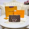 Best Replicas Bags - LV Damier Ebene Double Zip Pochette Replica N60254 Shop For Best Louis Vuitton LV Replica Bags With Cheap Price