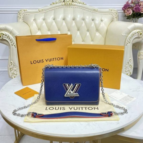 Replica LV Epi Leather Twist MM Navy Blue/Red Bag - Image 3