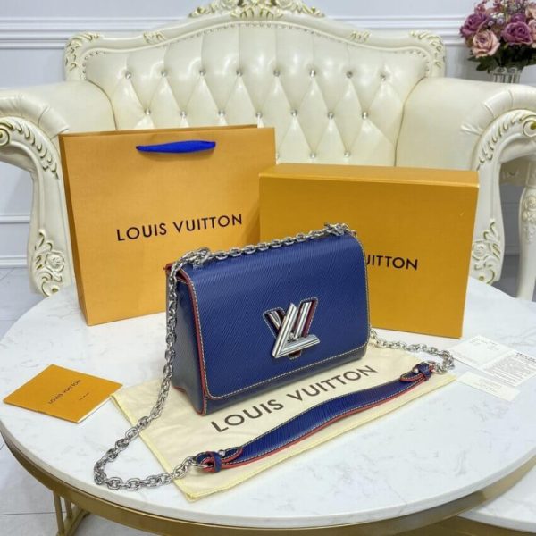 Replica LV Epi Leather Twist MM Navy Blue/Red Bag - Image 4