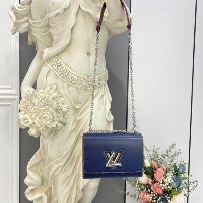 Replica LV Epi Leather Twist MM Navy Blue/Red Bag
