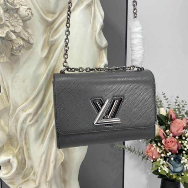 Replica LV Epi Leather Twist MM M56530 Grey Bag - Image 4