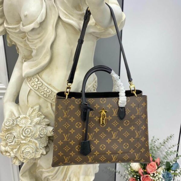 LV Monogram Flower Tote M43550 Black Replica Canvas Bag - Image 3
