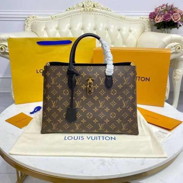 LV Monogram Flower Tote M43550 Black Replica Canvas Bag - Image 4