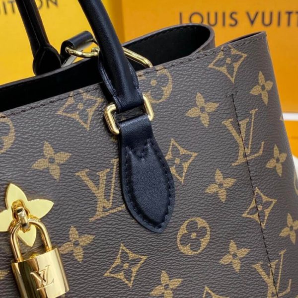 LV Monogram Flower Tote M43550 Black Replica Canvas Bag - Image 10