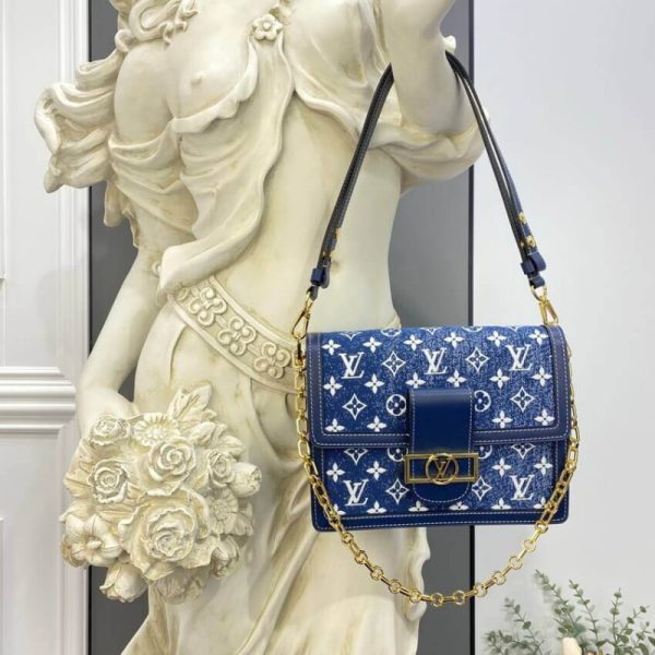 Replica LV Monogram Denim Dauphine MM M59631 Bag - Image 4