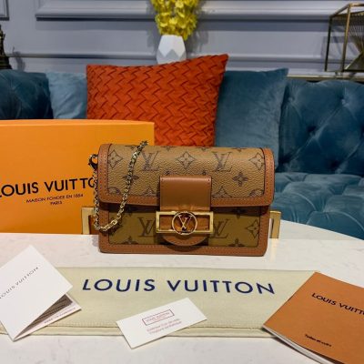 Louis Vuitton Reverse Canvas Dauphine Chain Wallet Replica