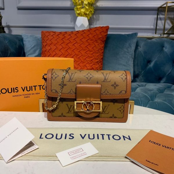 Louis Vuitton Reverse Canvas Dauphine Chain Wallet Replica