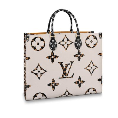 Replica LV Onthego Ivory/Havana Tote Bag M44675
