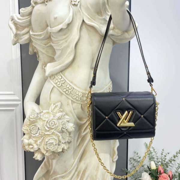 Louis Vuitton Sheepskin Leather Twist MM Black Replica - Image 3