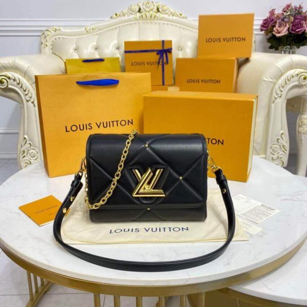 Louis Vuitton Sheepskin Leather Twist MM Black Replica - Image 4