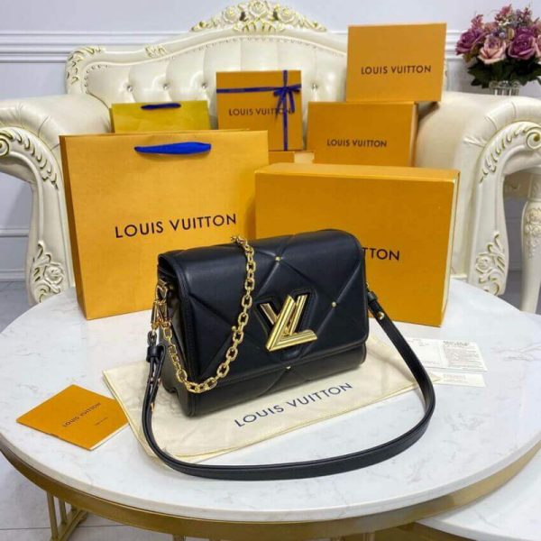 Louis Vuitton Sheepskin Leather Twist MM Black Replica - Image 5