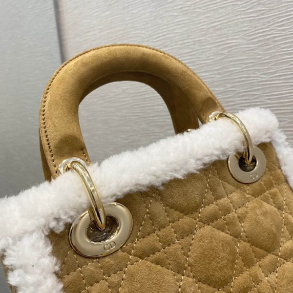 Replica Mini Lady Dior Camel Shearling Bag M0505 - Image 8