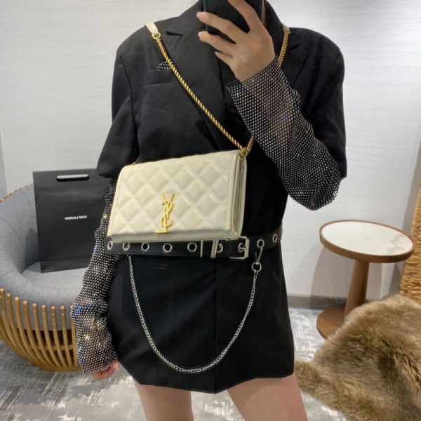 Saint Laurent Becky Quilted Lambskin Chain Wallet Replica - Image 7