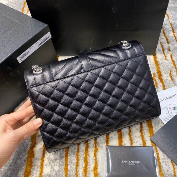 Replica Saint Laurent Grain Leather Envelope Bag - Black - Image 3