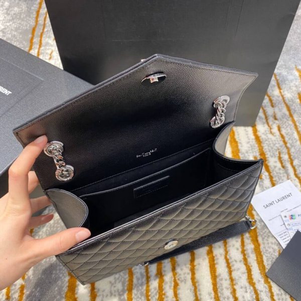 Replica Saint Laurent Grain Leather Envelope Bag - Black - Image 7