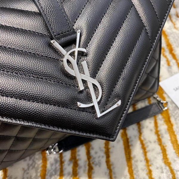 Replica Saint Laurent Grain Leather Envelope Bag - Black - Image 8